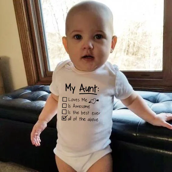 My Aunt Loves Me and Awesome Summer Funny Infant Baby Bodysuit Toddler Hipster  Jumpsuit Trendy Newborn Baby Bodysuit