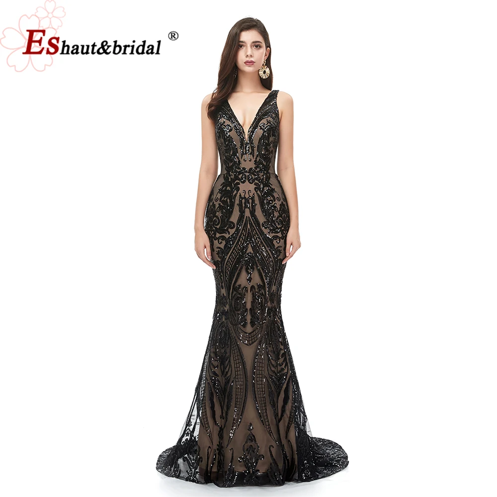 Eleganckie sukienki z cekinami Mermaid Prom Dresses for Women 2024 V Neck Lace Up Plus Size Long Formal Wedding Evening Party Gowns Customized