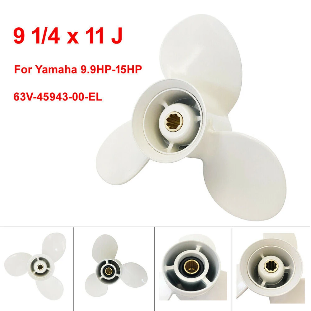 

63V-45943-00 Пропеллер 9 1/4x11-J подходит для подвесных двигателей Yamaha 9,9 л.с. F9,9 15 л.с. F15C F15 F20, алюминий 63 В-45943-00-EL