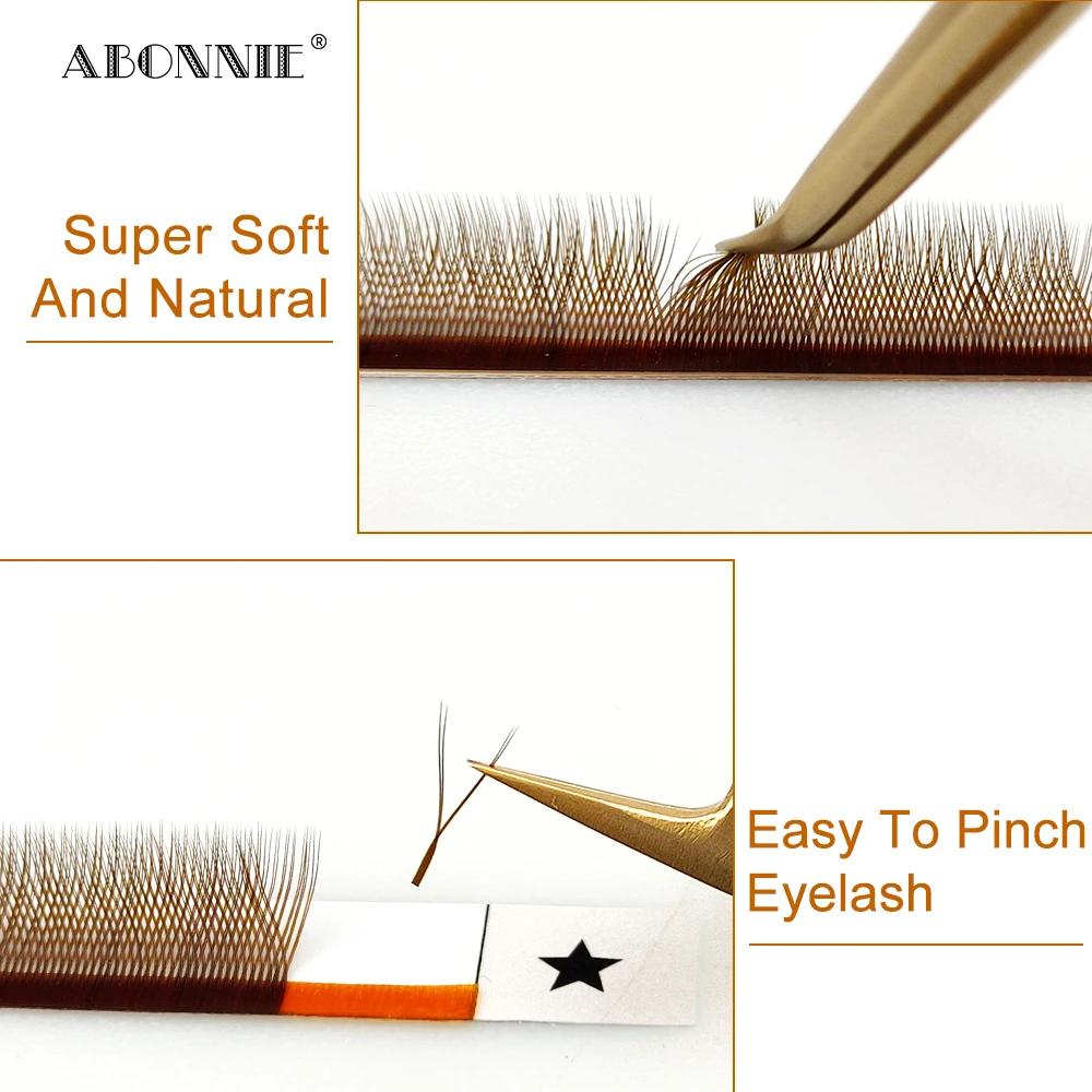 Abonnie High Quality YY Brown Lashes Premium Matte Individual Eyelash Faux Mink Y Volume Trays