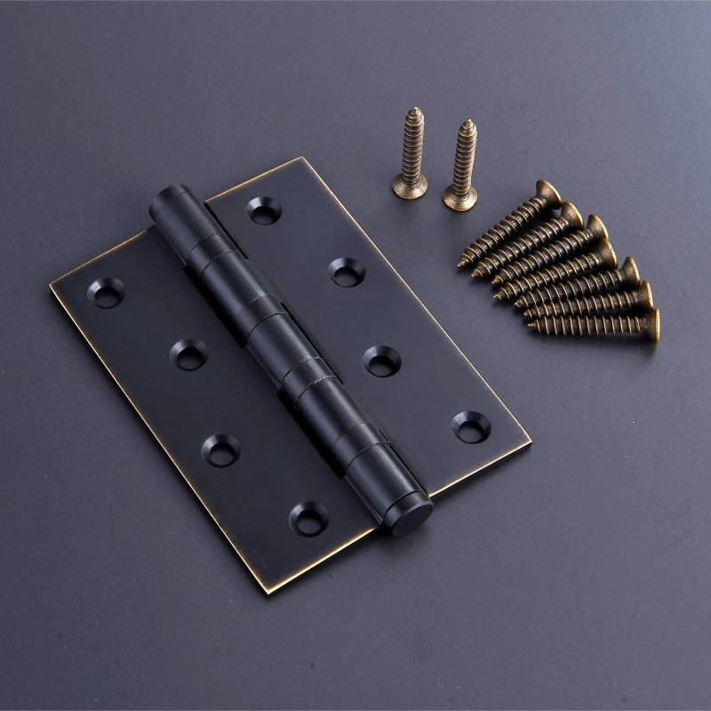 One Pair 4 Inch Door Hinge Furniture Fixtures Gold Solid Brass Hinges 5 Inch Mute Bearing Hinges