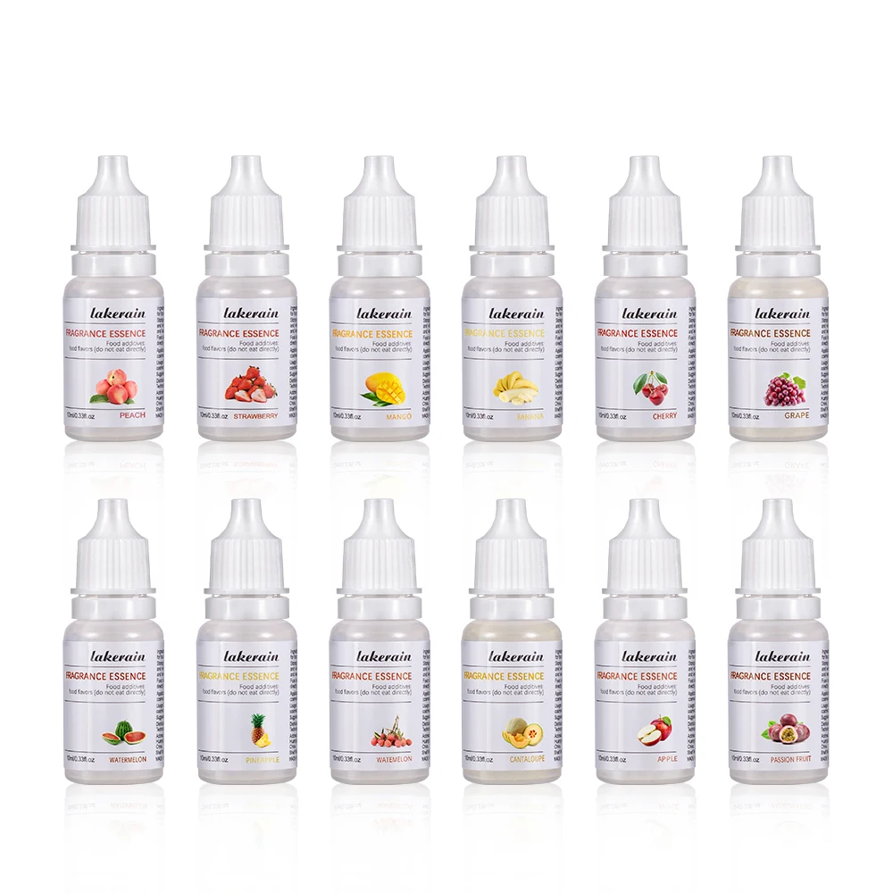 Gotas de óleo de essência de aroma de frutas para base de brilho labial diy batom artesanal cosmético vegan seguro matéria prima 10ml