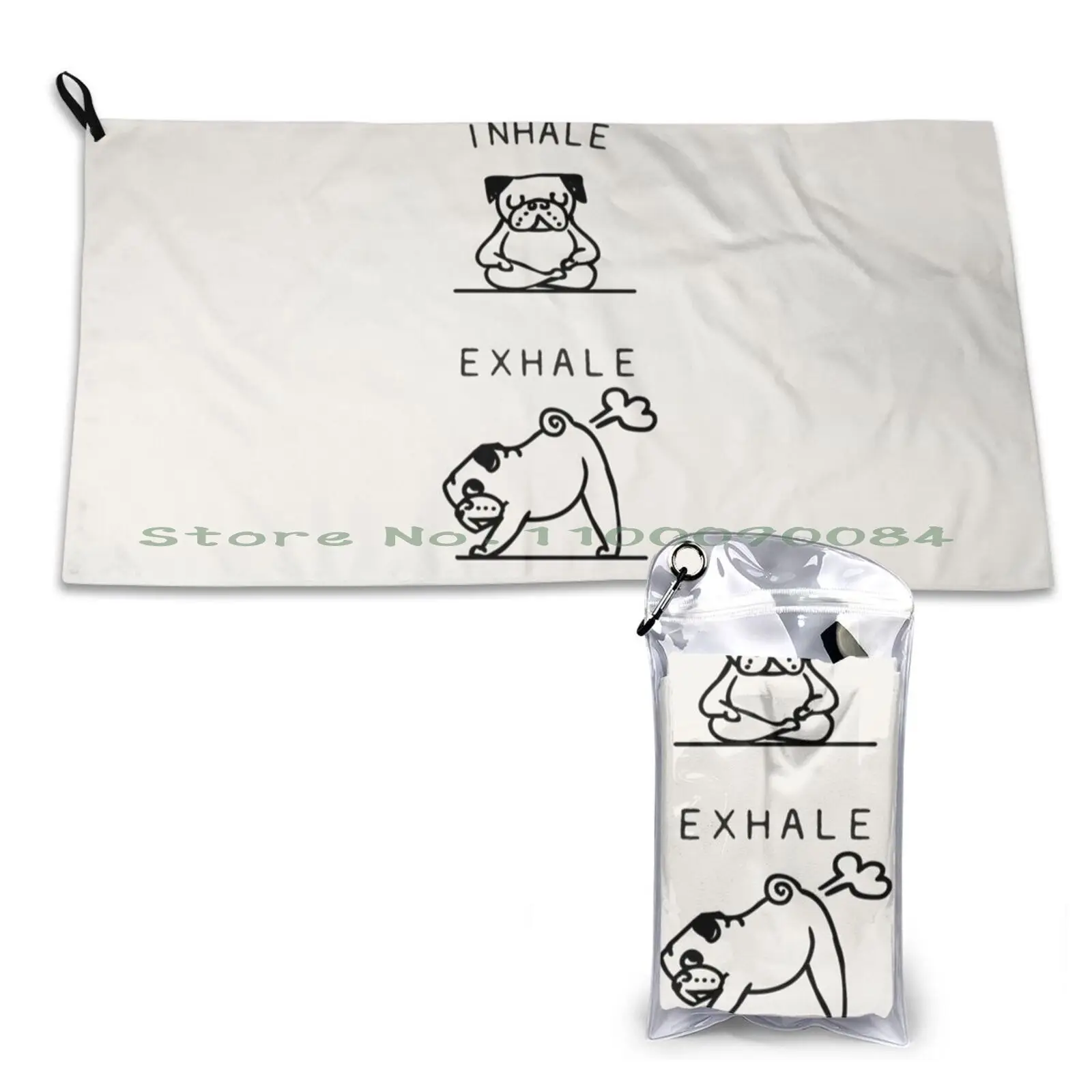 Inhale Exhale Pug Quick Dry Towel Gym Sports Bath Portable Inhale Exhale Pug Yoga Fitness Workout Gym Motivation Huebucket Soft