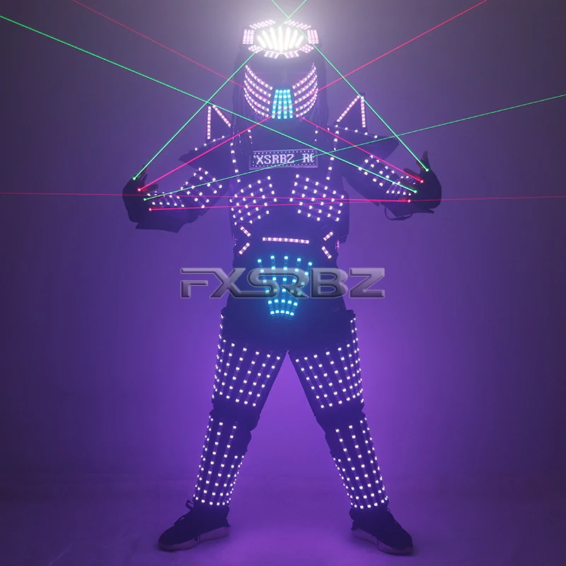 Led Robot Pak Kostuum Stage Dance Rgb Lichtgevende Armor Nachtclub Bar Lichtshow Mechanische Dans Led Kleding Jas