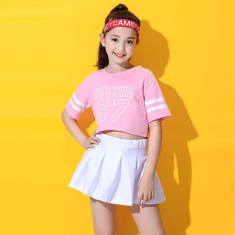 Children Hip Hop Clothes Kids Girls Jazz Street Dance Costume Spring Summer Tops And Skirt Set Ballroom Dancewear Stage Outfit