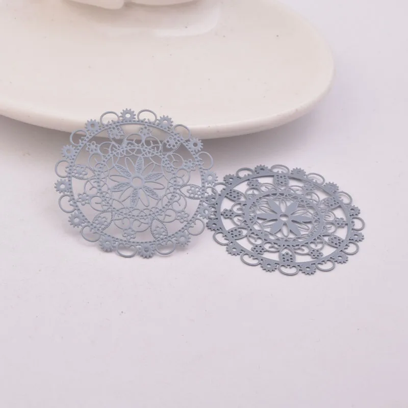 30 Stück AB5144 40mm Lasergeschnittene Große Runde Anhänger Verbinder Messing Schwarz Weiß Anhänger Schmuck Ohrring-Zubehör – Detail 6