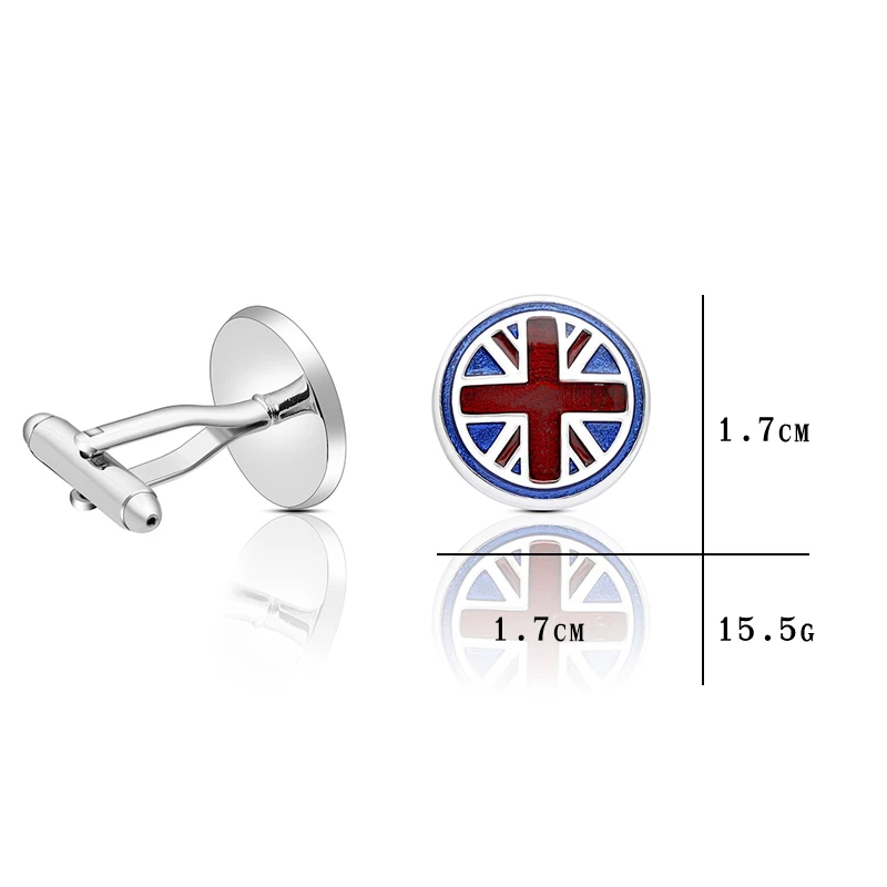 Funny Mens Round British Flag Brass Cufflinks High Quality UK England Sign Copper Sleeve Button