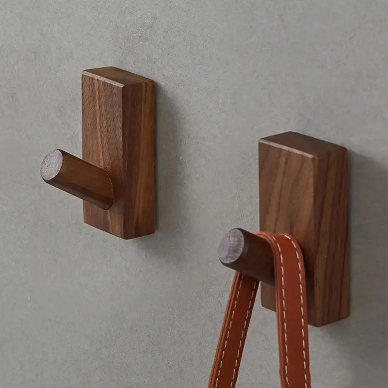 Creative Wooden Hook Hanger For Coat Key Plant Wall Mouted Decoration Organizer Hooks Walnut Wood-1pc