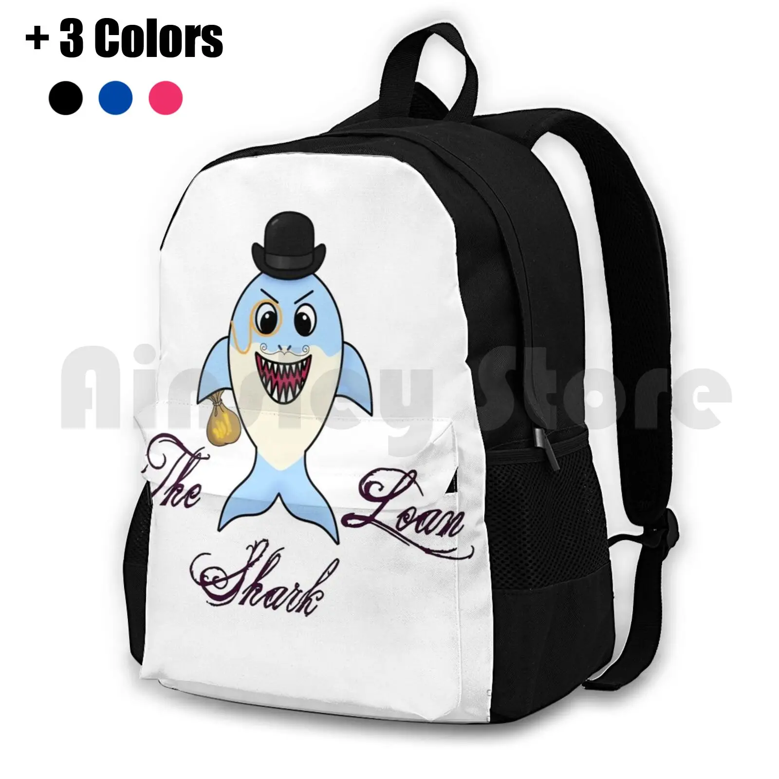 The Loan Shark Outdoor Hiking Backpack Riding Climbing Sports Bag Pun Humour Funny Shark Loan Money Cute Evil Punny Hat