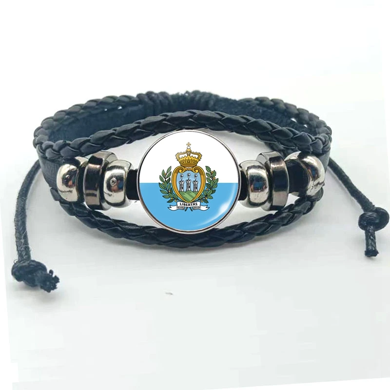 Flag Glass Bracelet Spain Italy Portugal Greece Romania Andorra Flag Picture Glass Round Bracelet Gift