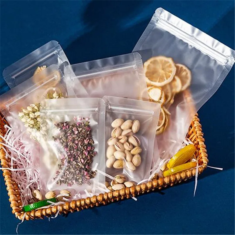 Frosted Transparent Ziplock Bag Clear Plastic Storage Bag Snack Tea Zipper Bag Packaging Supplies