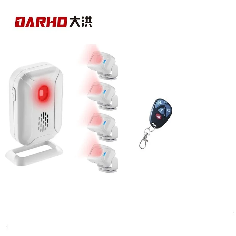 Darho 36 Ringtones Welcome Chime Wireless Home Security 4pcs Infrared Motion Sensor+1pc Alarm Bell Kit Door Entry Detector