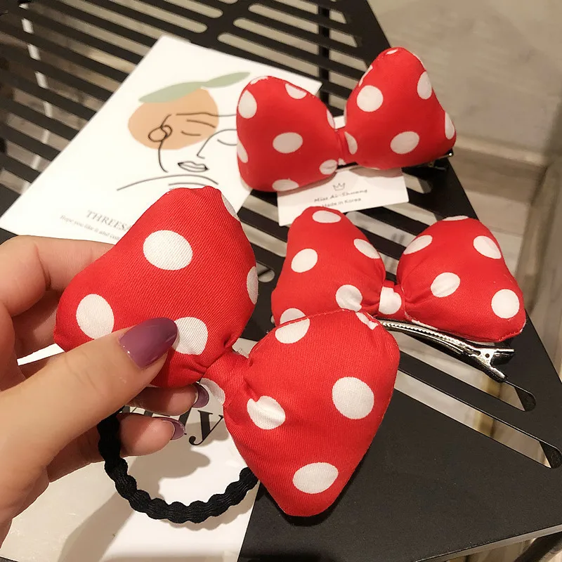 Red Bow Elastic Hair Band Clips Wholesale 2022 New Party Gifts Cute Hairpin Children Head Rubber Hair Accessories For Girls