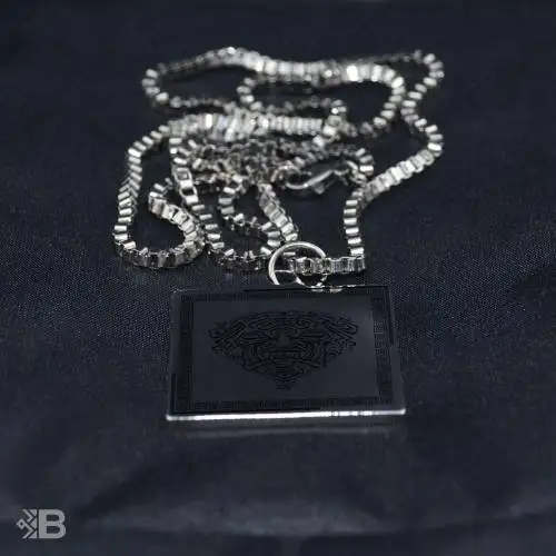 Aztek Monster Totem Square Steel Necklace-3064