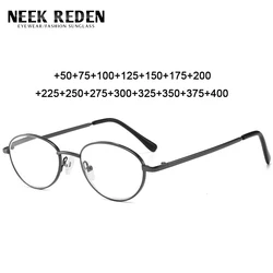 Men's Alloy Frame Reading Glasses Retro Round Silver Anti Blue Light Presbyopia Optical Eyeglasses With Diopters +0.5 +0.75 +4.0