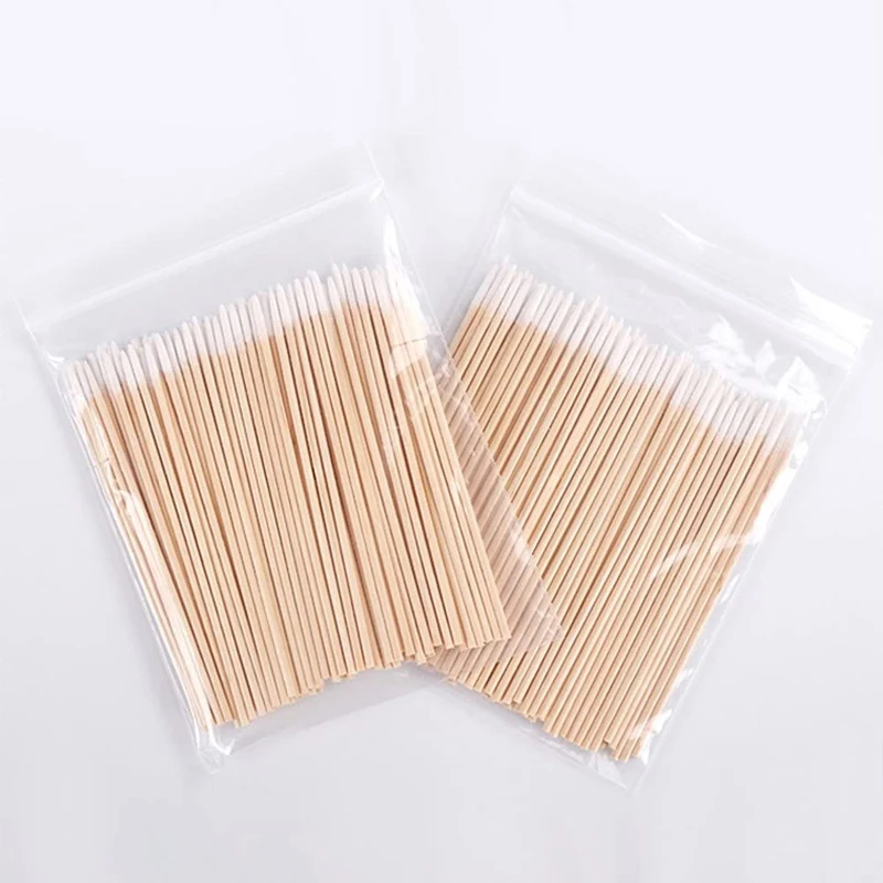 100pcs 7CM Wood Cotton Swab Cosmetics Permanent Makeup Health Ear Clean Sticks Buds Tip Cotonete Tattoo Supplies