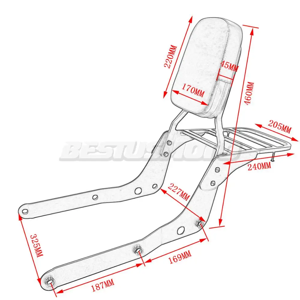 Motorcycle Backrest Sissy Bar w/Luggage Rack For Honda Shadow Aero VT 750 750C VT750 VT750C 2004-2022 2021 2020 2019 2018 2017