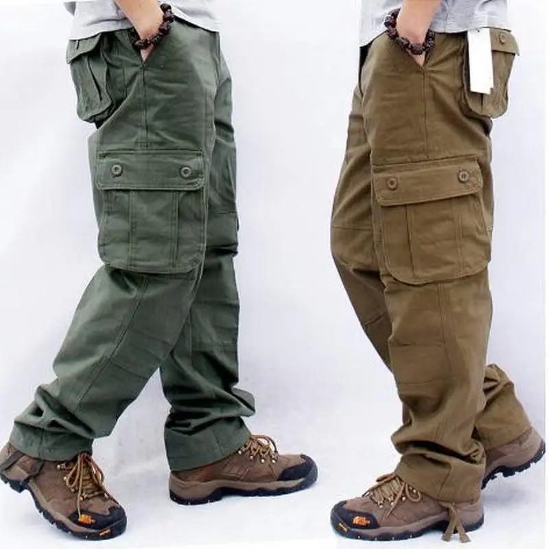 

Men's Cargo Pants Casual Multi Pockets Military Tactical Male Outwear Loose Straight slacks Long Trousers Plus size 29-44