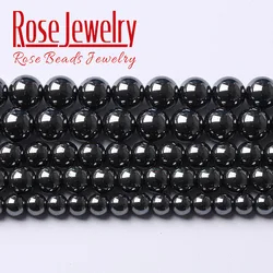 AAAAA Smooth Black Hematite Round Loose Beads Natural Stone Beads For Jewelry Making DIY Bracelets Accessories 4 6 8 10 12MM 15