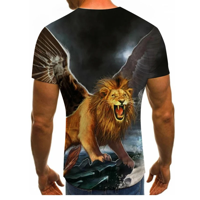 2023 Wolf T Shirt For Mens Animal Print Short Sleeve Top 3D Casual Street Man\'s T-shirt Oversized Tee Shirt Men Vintage Clothing