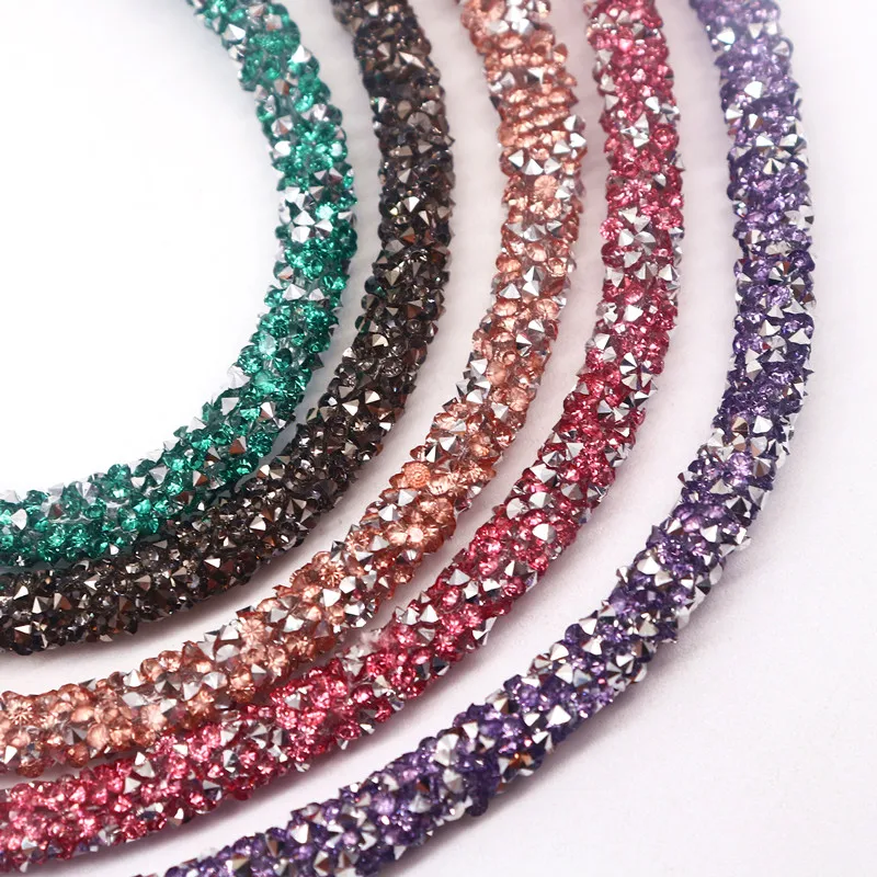 1meter 7mm Glitter Sequins Rhinestones Soft Tube Cord Rope String for DIY Clothing Shoes Hat Jewelry Bracelet Party Decoration