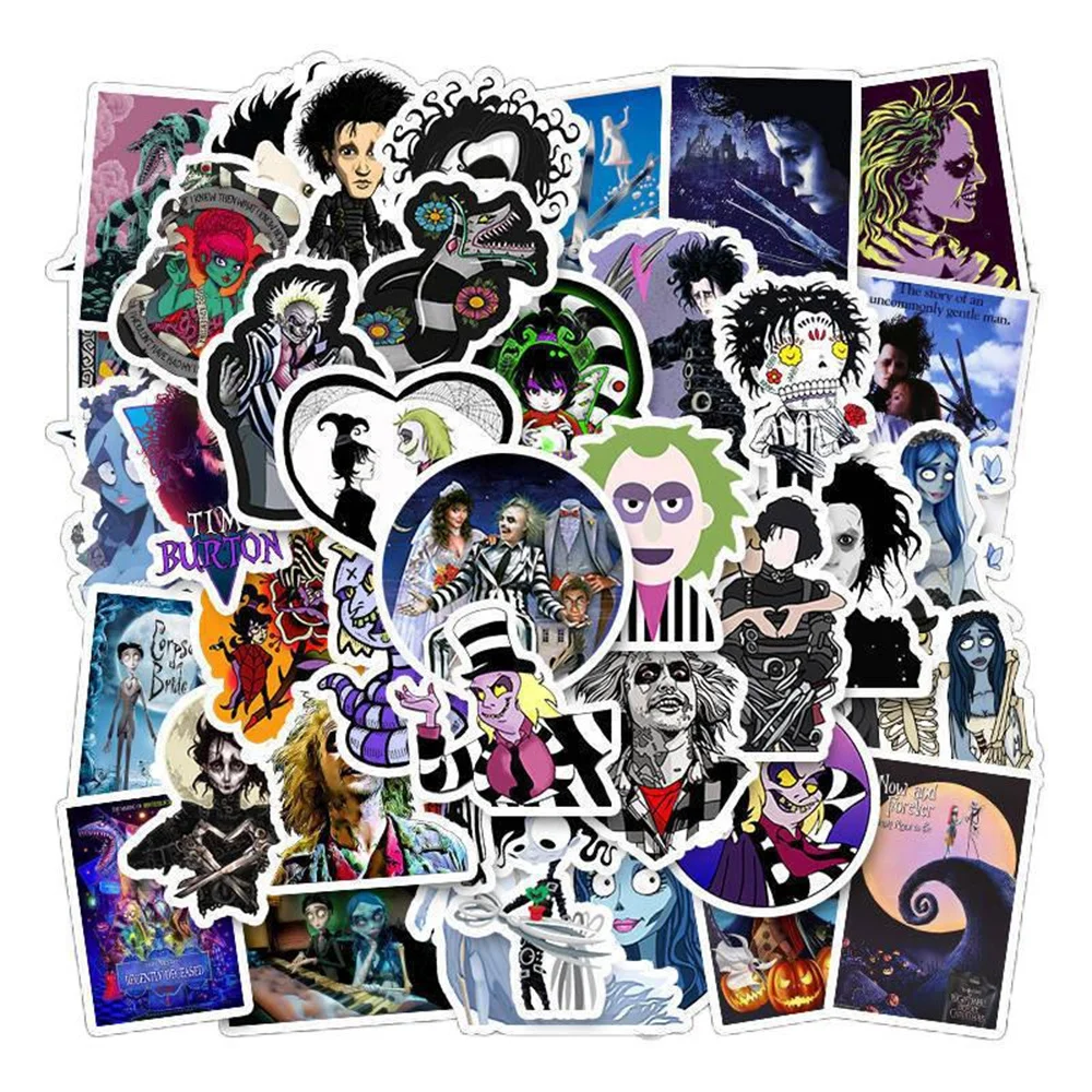 10/30/50PCS Tim Burton Film Series Graffiti Waterproof Sticker Suitcase Notebook Refrigerator Skateboard HelmetWaterCupWholesale