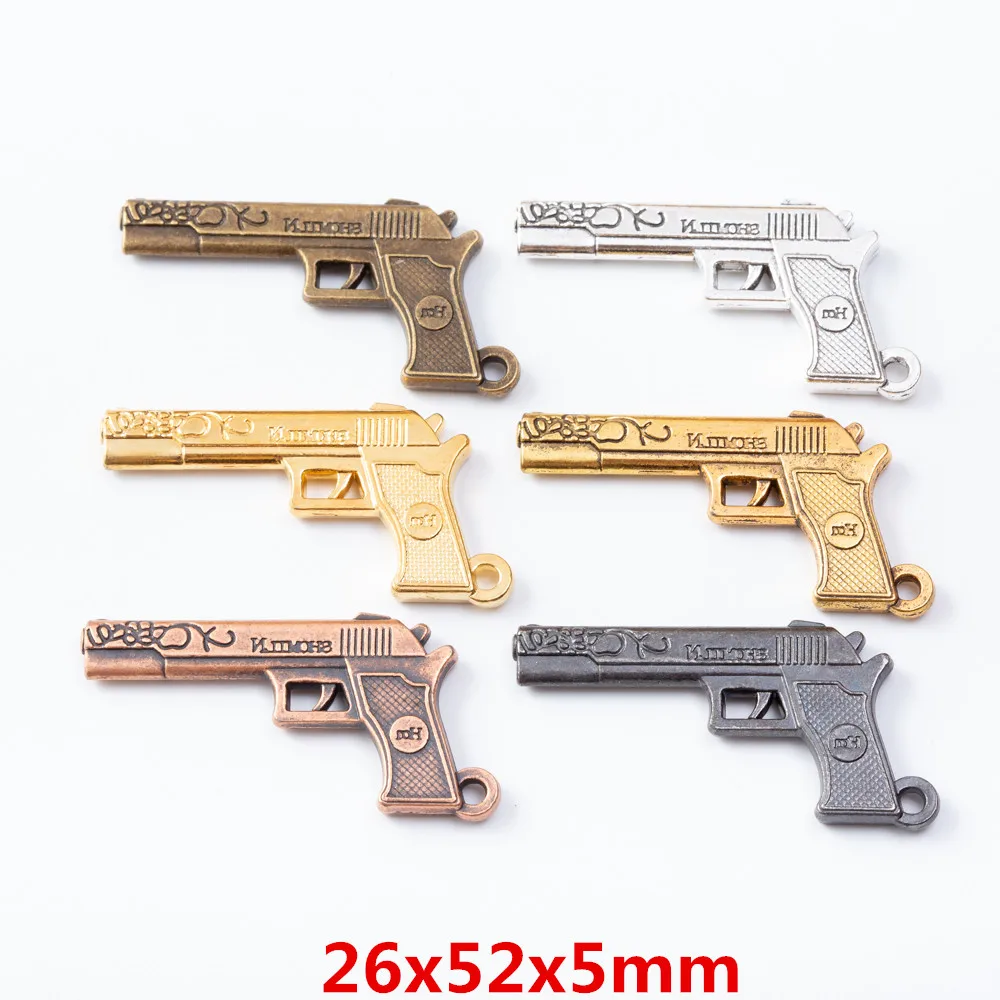 

6 pieces of retro metal zinc alloy gun pendant for DIY handmade jewelry necklace making 7014