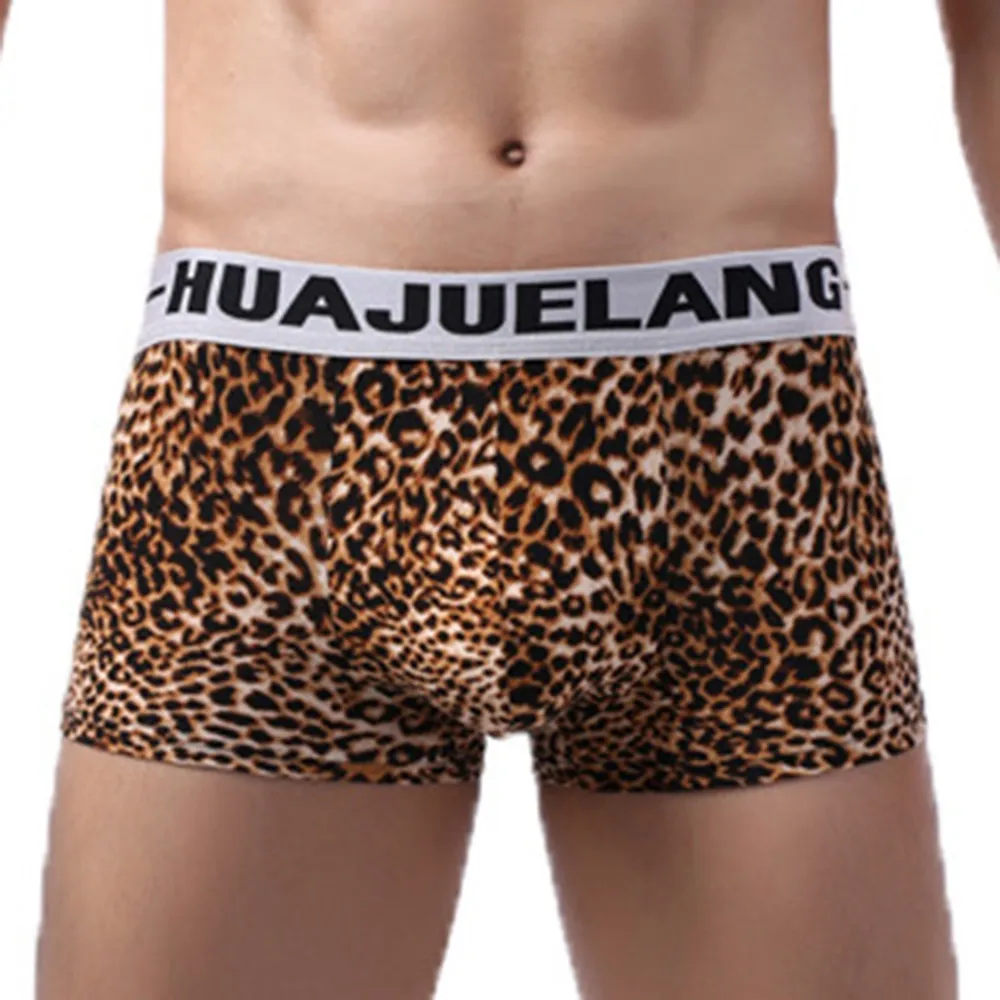 Leopard Shorts Men Underwear Seamless Convex Pouch Underpant Elasticityshort Male Trunks Wild Style Panties A30