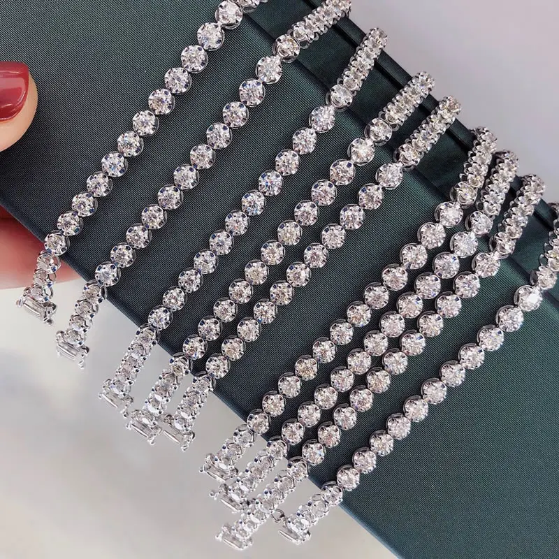 Aazuo Au750 Real 18K White Gold Natrual Diamond 4.0ct Luxury Tennis Bracelets For Woman Upscale Trendy Wedding Engagement Party