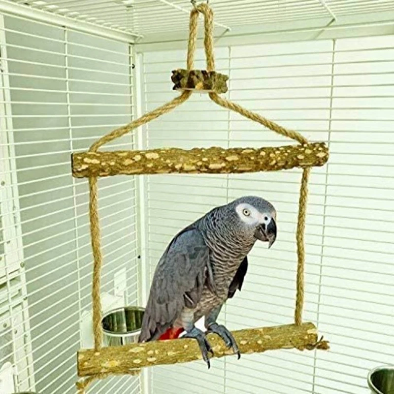 Large Bird Chicken Swing Toy Parrot Macaw Hens Wood Stand Perch Bird Cage Training Stand Holder Chew Toy For Hens Medium Birds