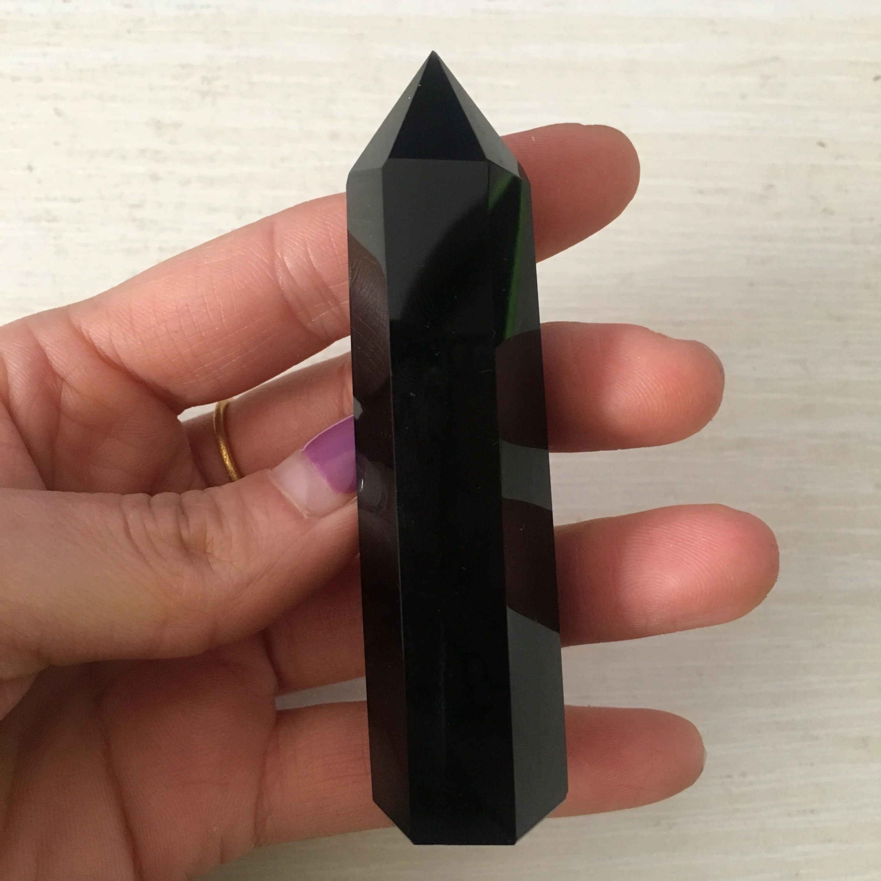 Natural stone obsidian hexagonal crystal pillar point ornament mineral treatment stick home decoration DIY gift decoration