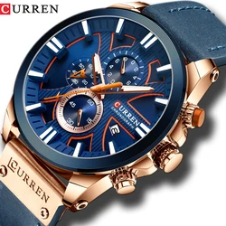 Men Watch Wrist CURREN Top Brand Luxury Leather Quartz Clock Fashion Chronograph Wristwatch  Male Sport Military Watch