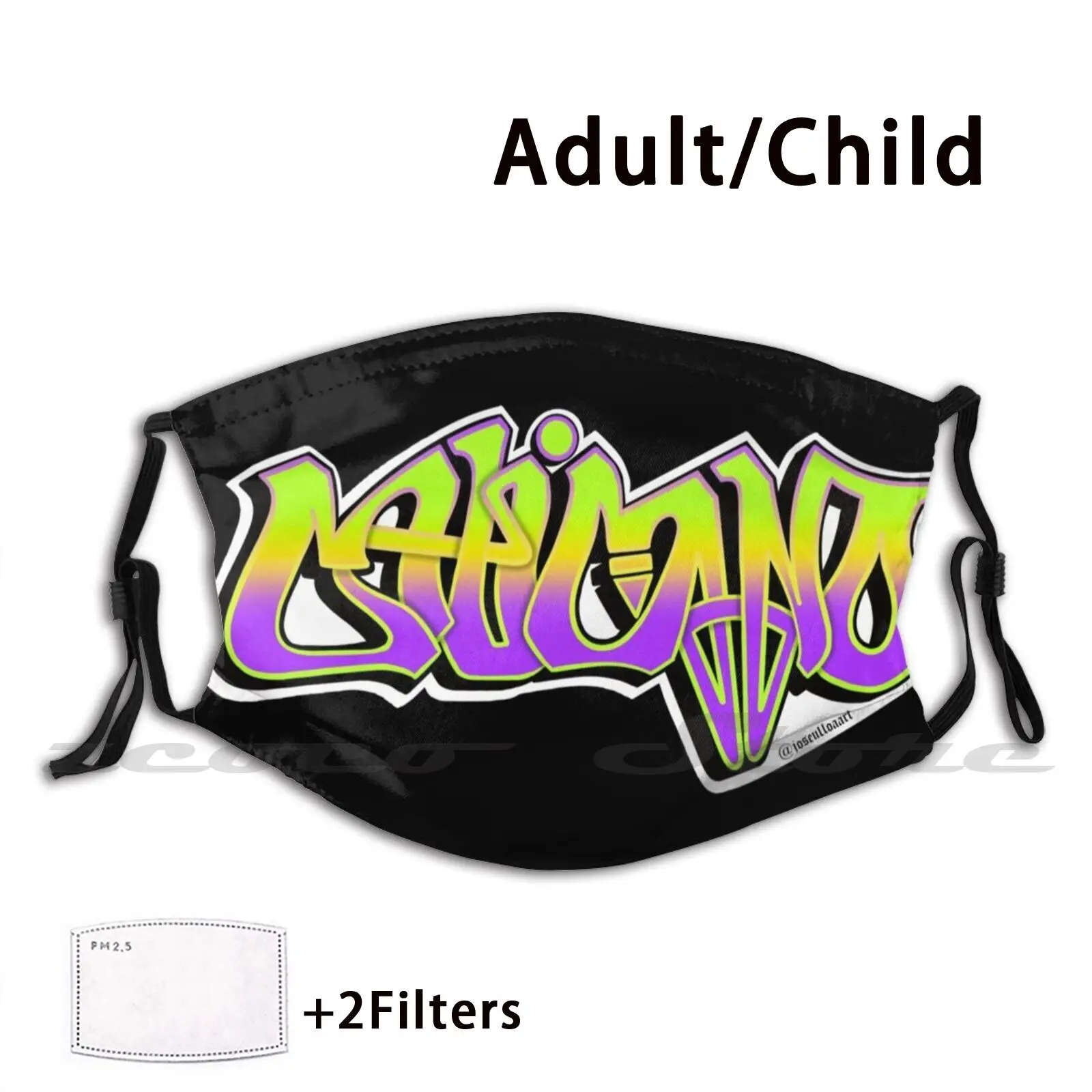 Chicano C / S Custom Pattern Washable Filter Pm2.5 Adult Kids Mask Chicano Chicano Artist Tag Tagging Graffiti