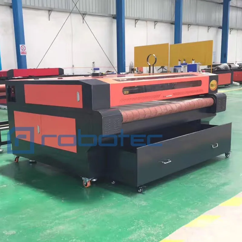 أفضل آلة القطع بالليزر للنسيج/البلاستيك الأوتوماتيكية Ruida CO2 مع منطقة عمل 1600 * 1000 مم بسعر رخيص