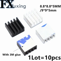 10PCS 9*9*5 8.8*8.8*5 mm Computer Cooler Radiator Aluminum Heatsink Heat sink for Electronic Chip Heat Cooling Pads With 3M Glue