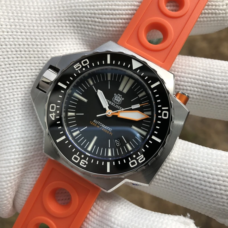 STEELDIVE luxury men diving watch,mens automatic watches self wind mechanical wristwatch 1200m waterproof luminous sapphire NH35