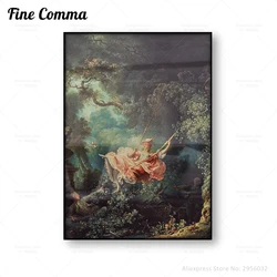 The Happy Accident of the Swing Poster Jean Honore Fragonard Vintage Painting Reproduction Canvas Print Wall Art Home Decor Gift