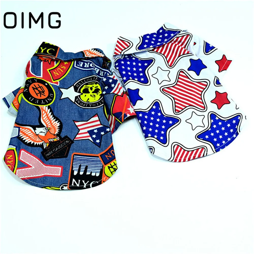 

OIMG Independence Day Dog Clothes 2022 Fashion Small Dogs Shirts Teddy Schnauzer Gentleman Puppy Clothing Summer Pet Cat Outfits