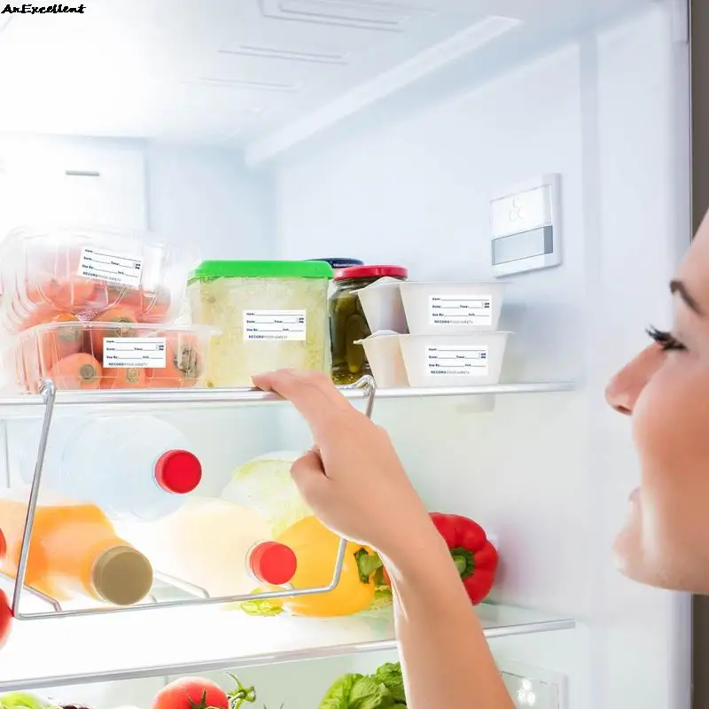 500pcs/roll For Refrigerator Freezer Food Storage Container Bag Jar Packing Sticker Kawaii Food Label Adhesive Film Pack Sticker