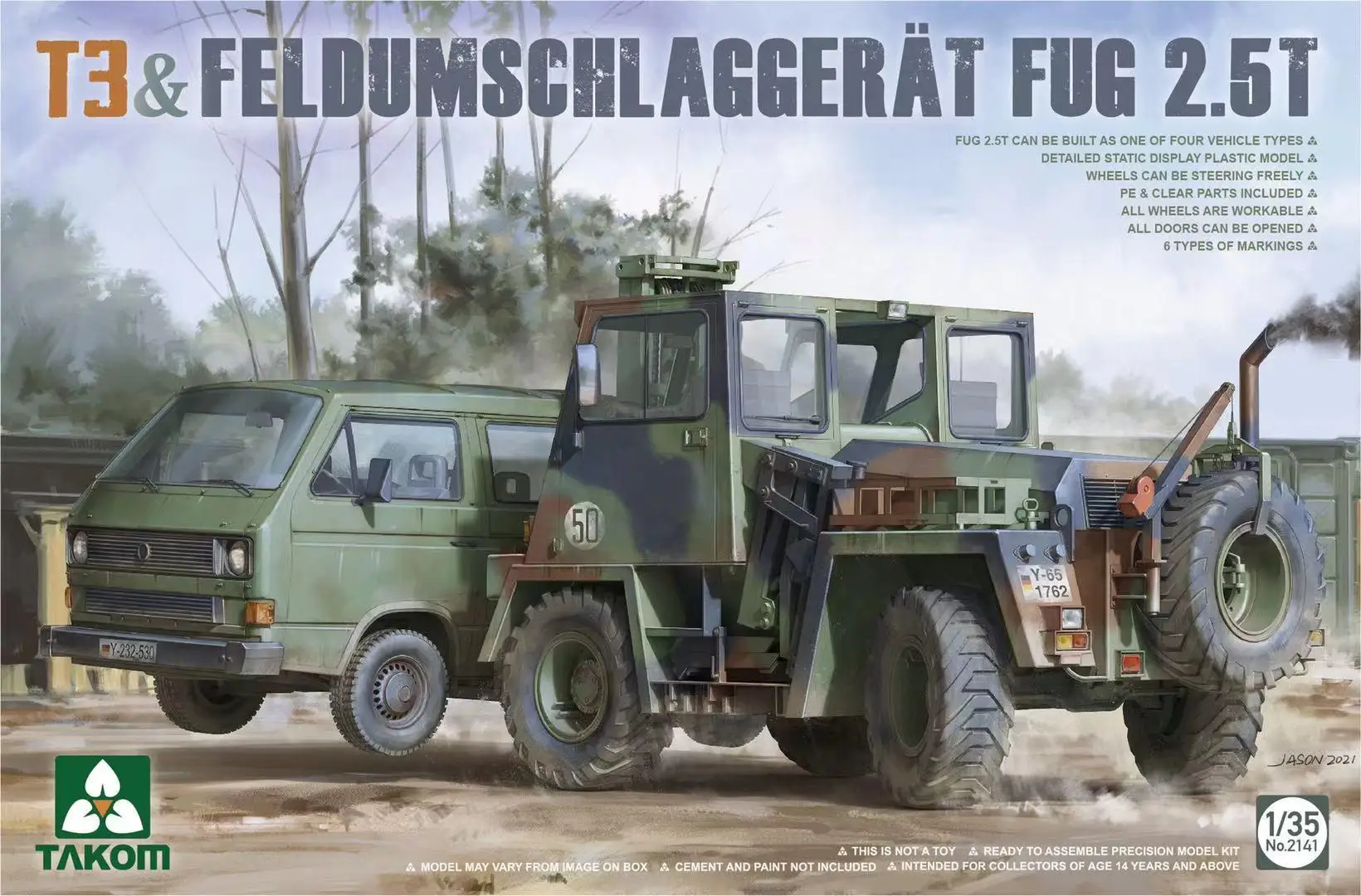 

TAKOM 2141 1/35 набор моделей T3 & feldeldelumergerat FUG 2,5 T пластик