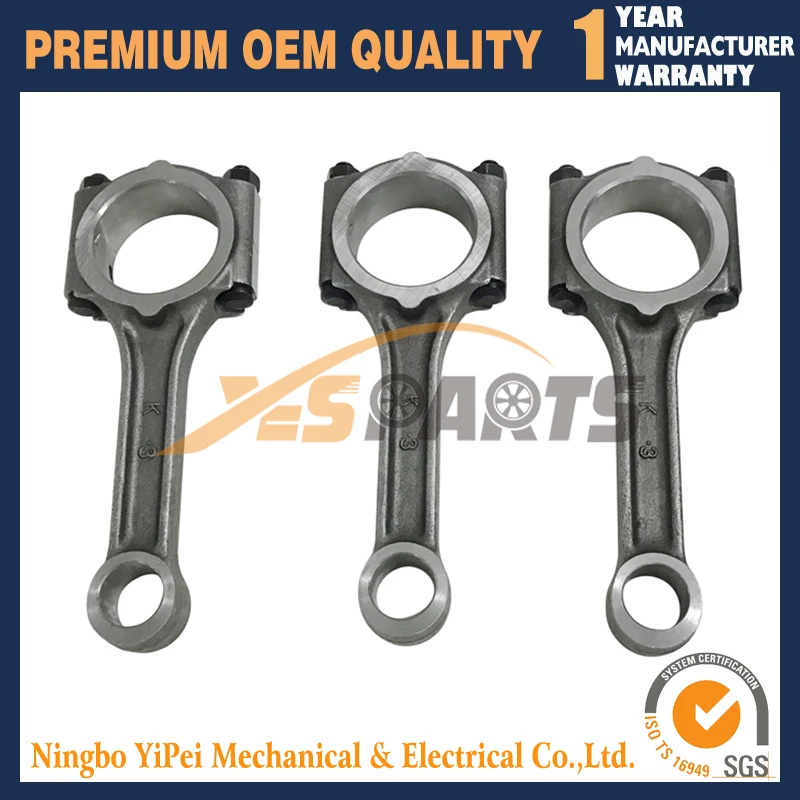 3pc New Connecting Rod For Mitsubishi S3L Tracotrs T233 T273 31A19-10024