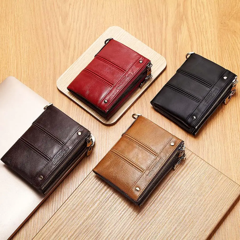 HUMERPAUL Men Wallet Genuine Leather Luxury Design Zipper Coin Pocket Short Male Purse Card Holder Rfid Money Bag Man Purses