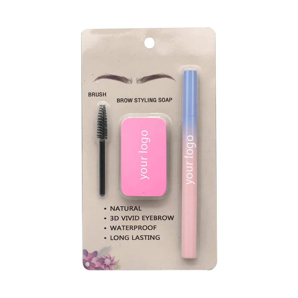 Custom Personal Waterproof Vegan Long Lasting Private Label Eyebrow Pencil and Eyebrow Soap Set Cosmetic Makeup Kit