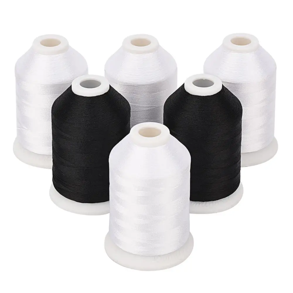 Simthread 1500 Meters Mini-King Spool 60WT Machine Embroidery Bobbin Fill Thread White Black for Sewing Embroidery Machines