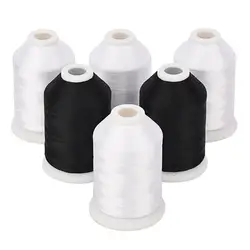 Simthread 1500 Meters Mini-King Spool 60WT Machine Embroidery Bobbin Fill Thread White Black for Sewing Embroidery Machines