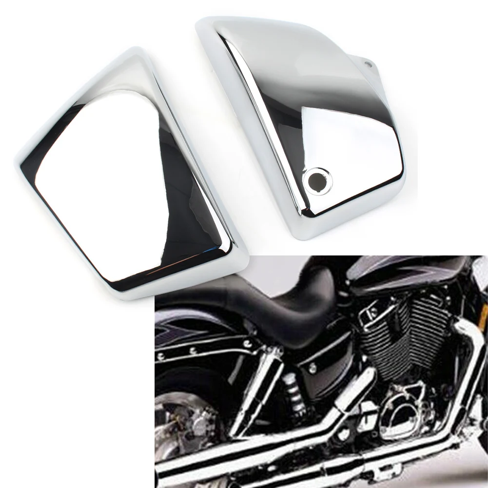 2x Chrome ABS Motorcycle Battery Side Cover For Honda Shadow VT1100 ACE Sabre 1999 2000 2001 2002 2003 2004 2005 2006 2007 2008