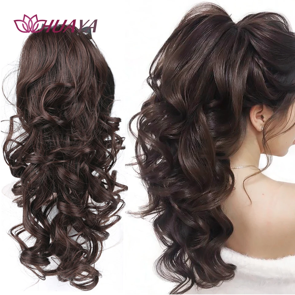 Synthetic Ponytail Clip in Hair Extensions Wavy Curly Style Pony Tail Hairpiece for Women Heat Resistant Ponytail Fake Hair  HUA