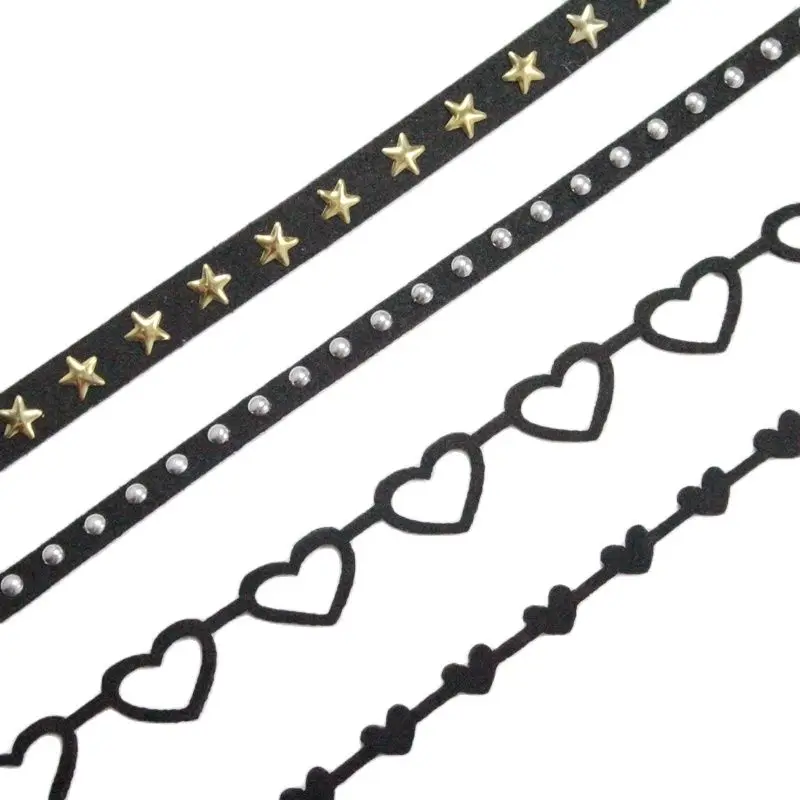 Chenille Ribbon Velvet Star Rivet Hearts Shape Band For Thigh Loops Collar Bracelet Diy Craft Harajuku Accessories