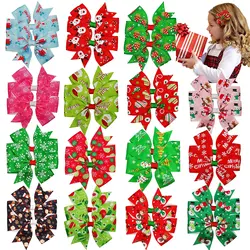 15Pcs Christmas Hair Bows 3Inch Grosgrain Ribbon Bows Alligator Hair Clips Hair Accessories Christmas Gifts for Baby Girls