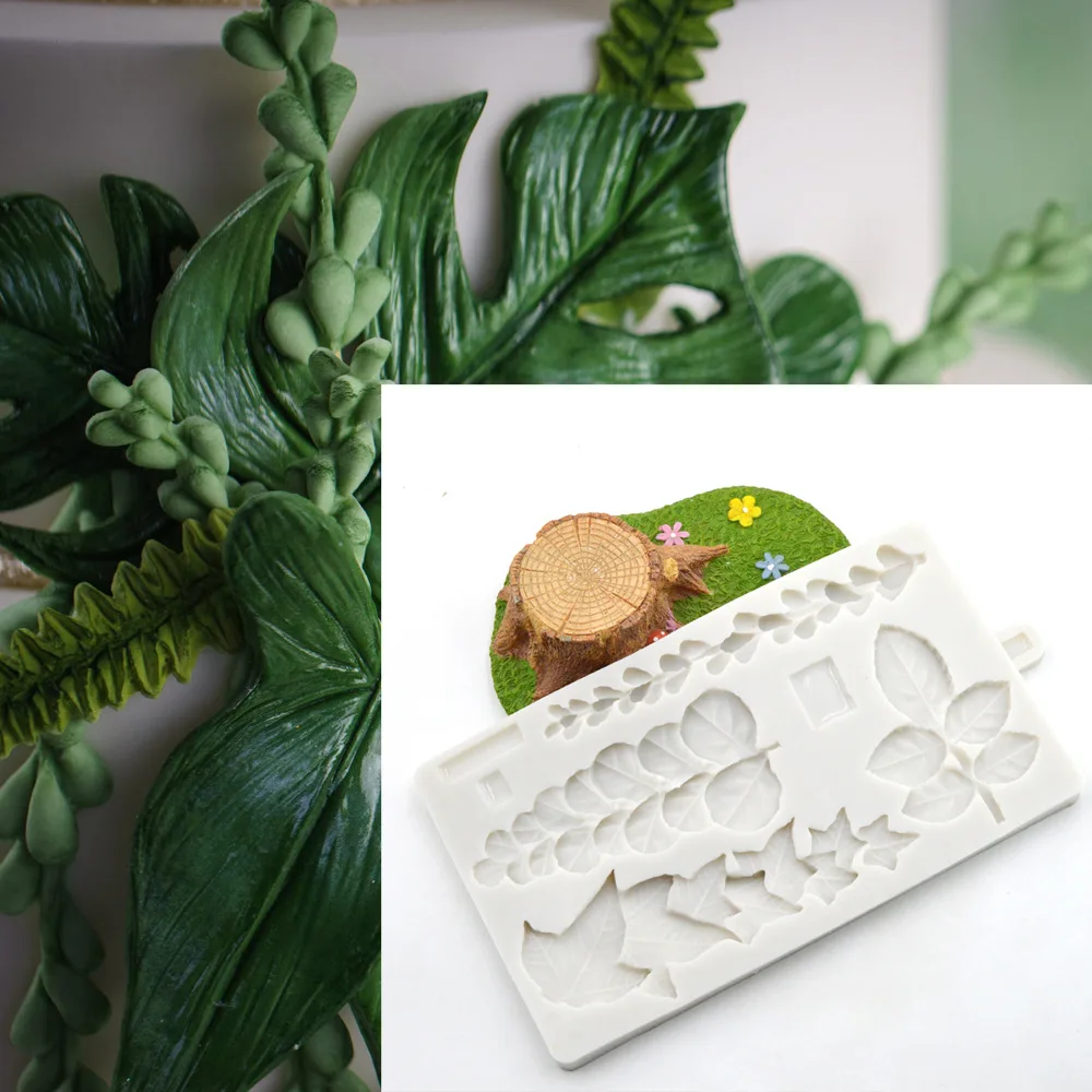 Succulent Ivy Rose Eucalyptus Leaves Silicone Mold Trailing Mould Fondant Cake Decorating Tools Sugarcraft Flower Tools K891